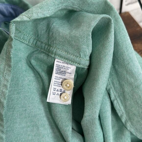 Tommy Hilfiger Custom Fit Teal Button Down Shirt Size Large L - Picture 6 of 6